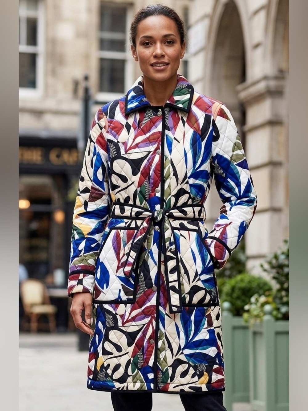 NWOT- Anthropologie - Avec Les Filles - Leaf-Print Quilted Trench Coat